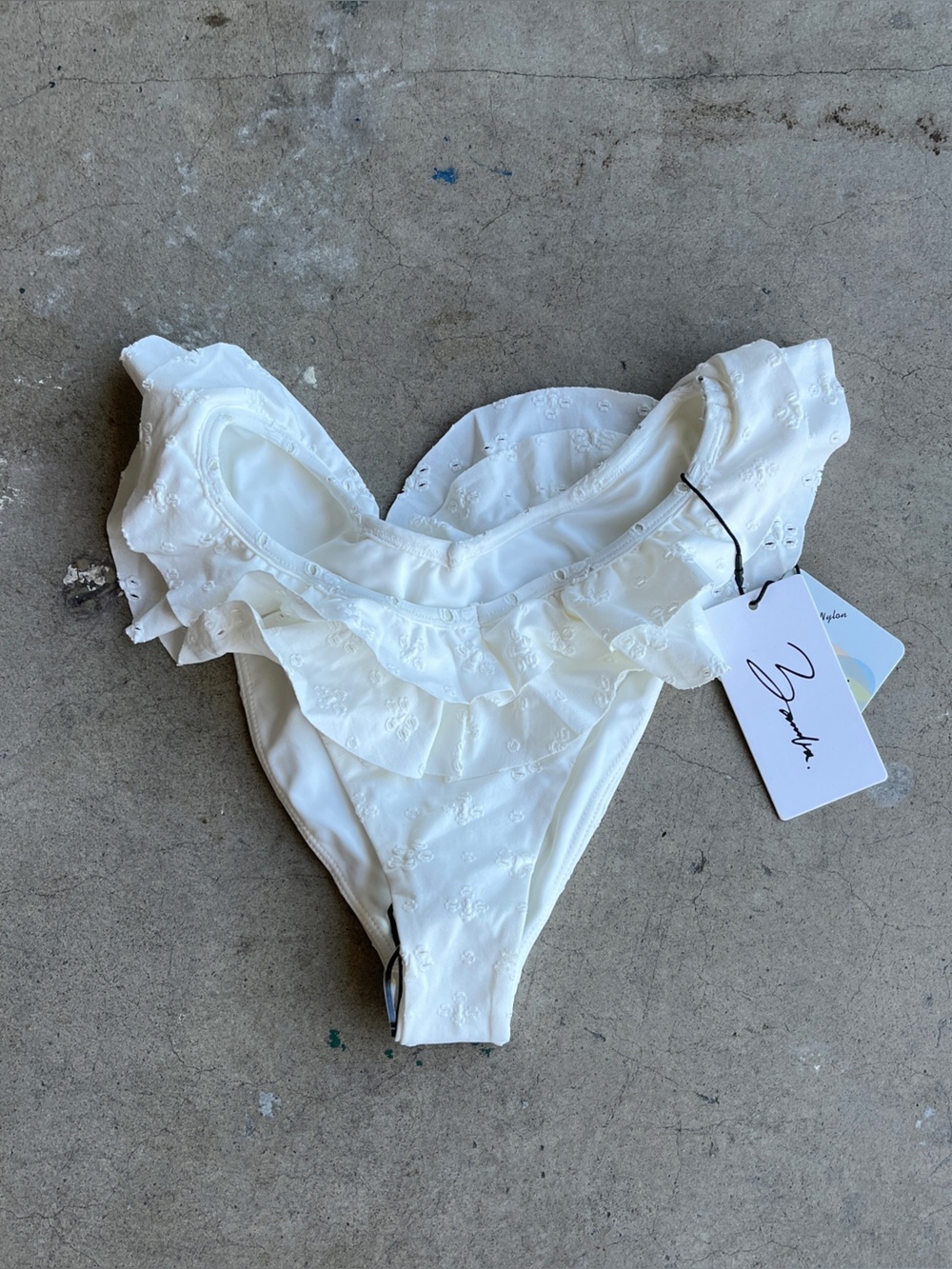 Bamba White Ruffle Bikini Bottom